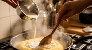 add milk in semolina